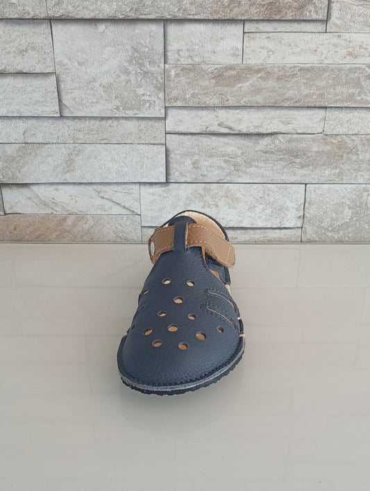 Sandales Timmo Airy - Bleues et Camel - Happy'Petons