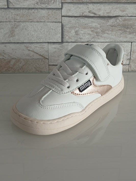 Baskets Moderne Blanche Or et Léopard