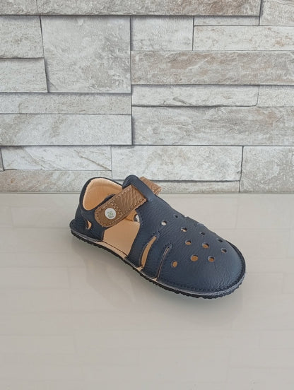 Sandales Timmo Airy - Bleues et Camel - Happy'Petons