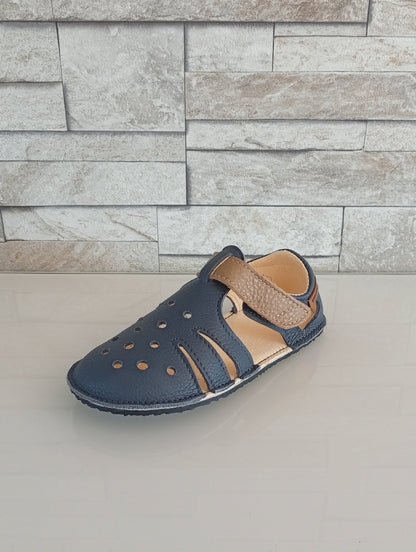 Sandales Timmo Airy - Bleues et Camel - Happy'Petons