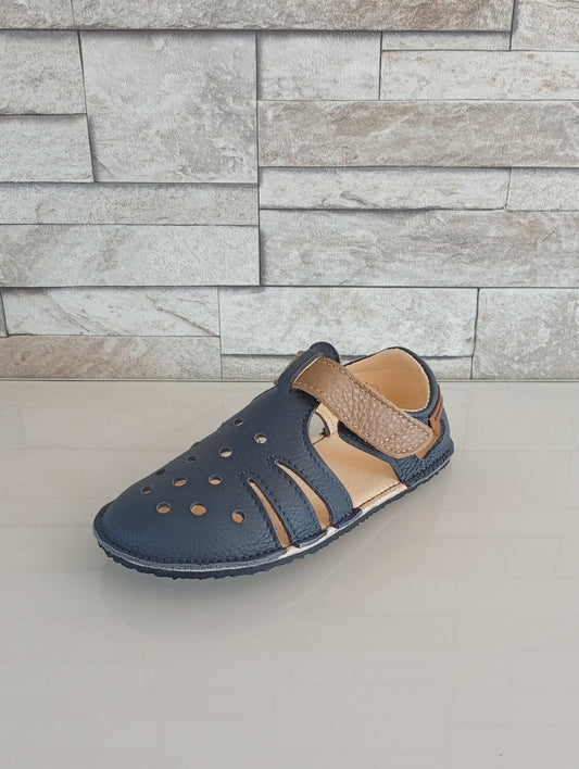 Sandales Timmo Airy - Bleues et Camel - Happy'Petons